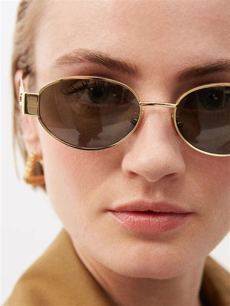 celine triomphe round metal & acetate sunglasses|CELINE Triomphe Metal Round Sunglasses, 54mm.